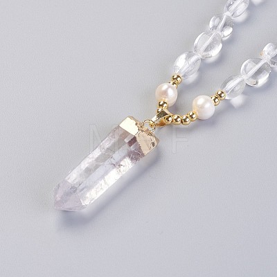 Natural Quartz Crystal Pendant Necklaces NJEW-I220-01-1
