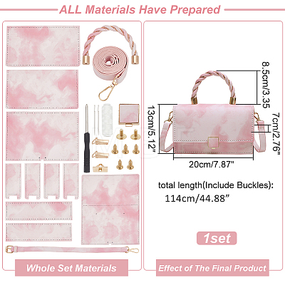 DIY Imitation Leather Sew on Women's Marble Pattern Handbag Making Kits DIY-WH0320-18A-1