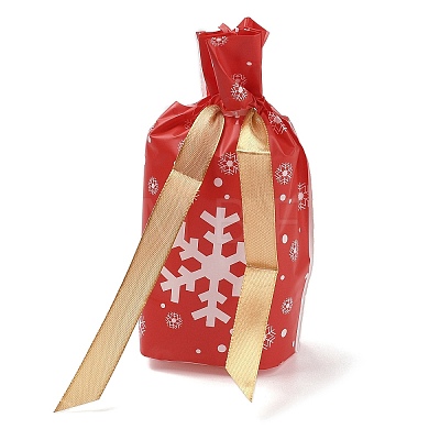 Christmas Snowflake Plastic Packing Pouches Drawstring Bags ABAG-Q053-03H-1