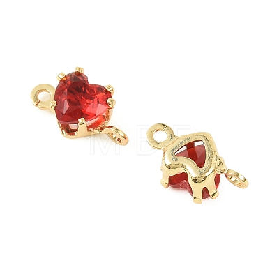 Brass Pave Cubic Zirconia Heart Connector Charms KK-P347-02G-03-1