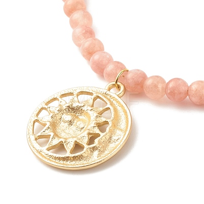 Sun and Moon Pendants Necklace with Natural Sunstone Beads NJEW-JN03805-1