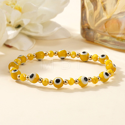 Glass Evil Eye Beaded Stretch Bracelets for Women Men VP6778-6-1
