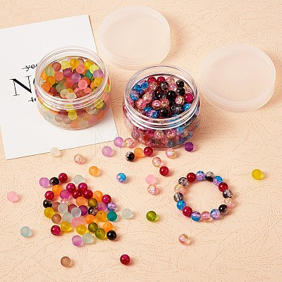 Transparent Frosted Glass Beads and Two Tone Crackle Glass Beads FGLA-CD0001-01-1