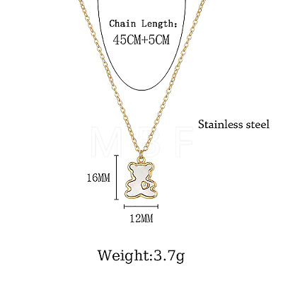 Stainless Steel Rhinestone Bear Pendant Necklaces FX8982-1-1