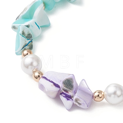 Dyed Natural Trochid Shell/Trochus Shell Chips Beaded Bracelets for Women BJEW-JB13130-02-1
