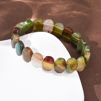 Dyed & Heated Natural Banded Agate Faceted Beaded Stretch Bracelets for Women BJEW-K251-07B-1