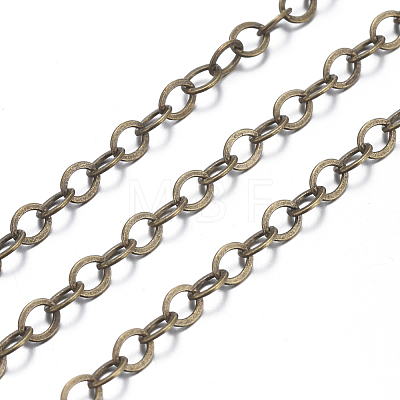 Brass Flat Oval Cable Chains CHC029Y-AB-1