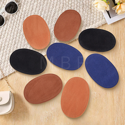 4Pairs 4 Colors Oval PU Imitation Leather Ornament Accessories PATC-CY0001-83-1