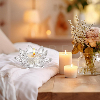 Lotus Shape Glass Candle Holder DJEW-WH0039-176A-1