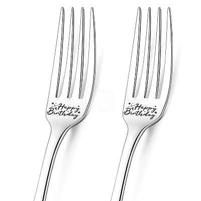 Globleland Word Pattern 304 Stainless Steel Fork AJEW-GL0001-17J-1