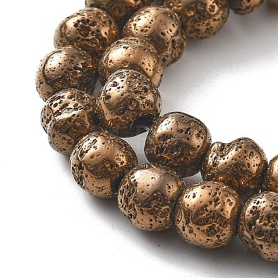 Electroplated Natural Lava Rock Beads Strands X-G-A251-B01-01A-1