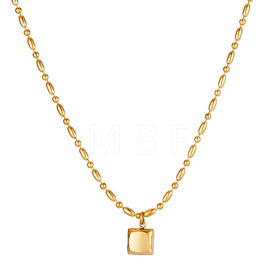 304 Stainless Steel Polished Square Pendant Necklaces for Women WGCA7B3-02-1