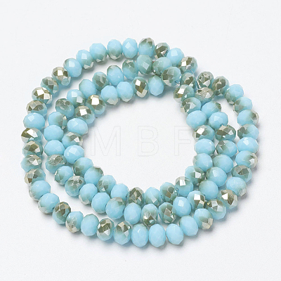 Electroplate Opaque Solid Color Glass Beads Strands EGLA-A034-P8mm-K12-1