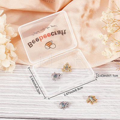 4Pcs 2 Colors Brass Micro Pave Colorful Cubic Zirconia Chrams ZIRC-BBC0001-10-1