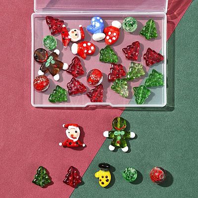 Christmas Theme Handmade Lampwork with Transparent Glass Bead Set DIY-FS0006-97-1