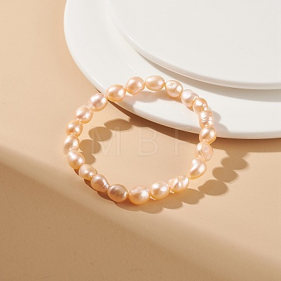 Natural Pearl Beaded Stretch Bracelet for Women BJEW-JB08868-05-1