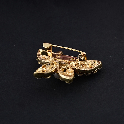 Butterfly Alloy Rhinestone Brooch PW-WGA77D9-01-1