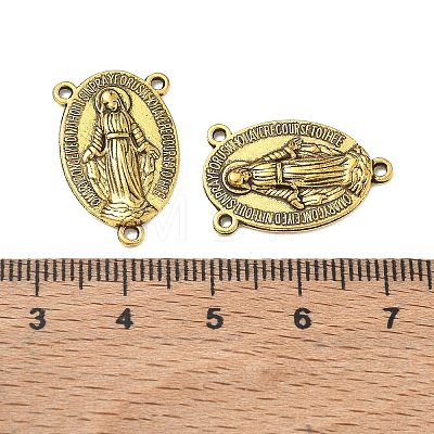 Holy Oval Carved Virgin Mary Tibetan Style Alloy Chandelier Component Links TIBEP-LF0961YKG-AG-FF-1