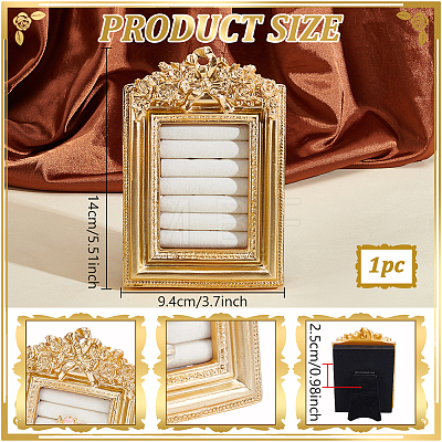 Photo Frame Resin Ring Display Stands ODIS-WH0086-204-1