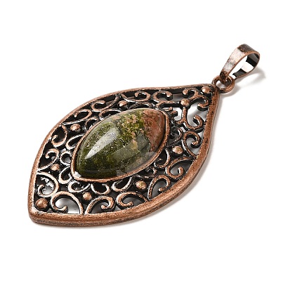 Natural Unakite Pendants G-H065-3R-04-1