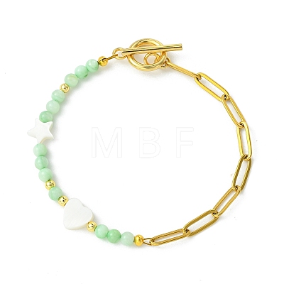 Dyed Natural Freshwater Shell Beads Link Bracelets BJEW-JB13682-1