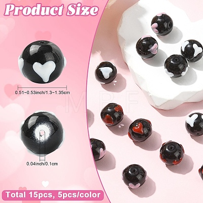 15Pcs 3 Colors Handmade Glass Enamel Beads GLAA-YW0005-87-1