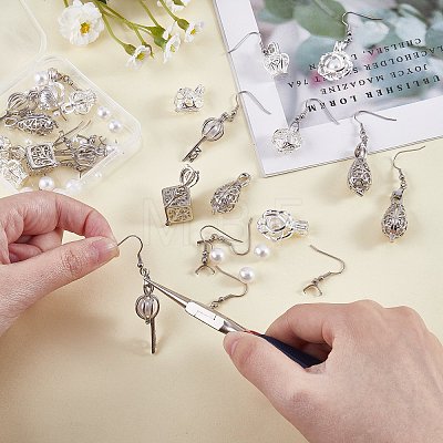 DIY Cage Charm Necklace Earring Making Finding Kit DIY-SZ0009-18-1