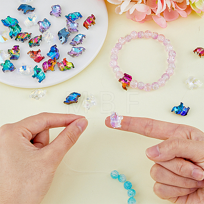 35Pcs 7 Colors Transparent Glass Beads GLAA-FH0001-68-1