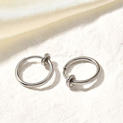 Tarnish Resistant 304 Stainless Steel Retractable Clip-on Hoop Earrings STAS-I097-078P-1