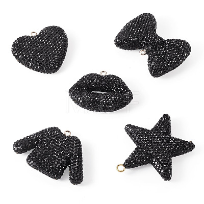 5Pcs 5 Styles Handmade Polymer Clay Pendants RB-BT0001-05D-1