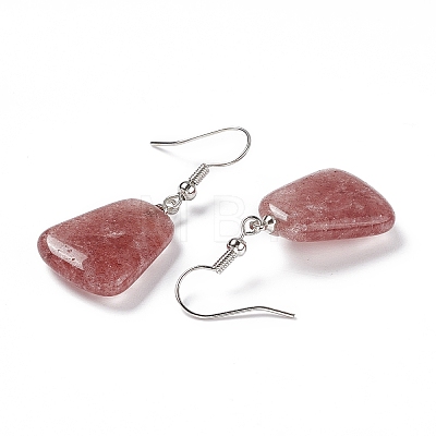 Natural Strawberry Quartz  Trapezoid Dangle Earrings EJEW-D188-02P-10-1