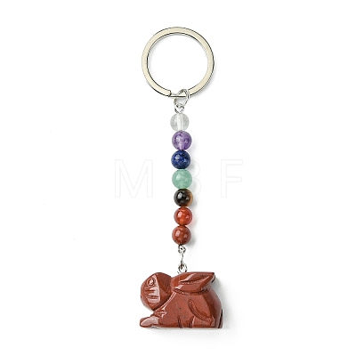 Rabbit Natural Gemstone Keychain KEYC-F040-01-1