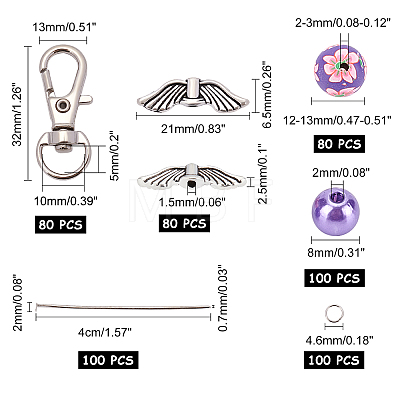 DIY Angel Theme Keychain Kits DIY-FH0001-22-1