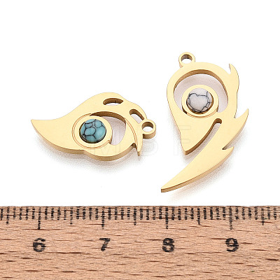 2Pcs 2 Styles 304 Stainless Steel & Synthetic Turquoise Pendants STAS-T074-15G-1