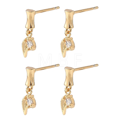 SHEGRACE Brass Micro Pave Cubic Zirconia Stud Earrings XGRQ4N987-713G-1