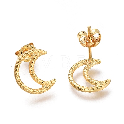 304 Stainless Steel Crescent Moon Stud Earrings X-EJEW-H100-06B-G-1