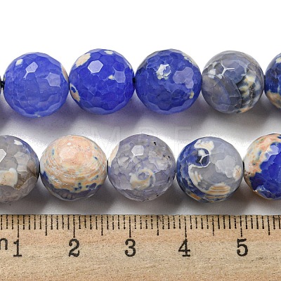 Faceted Natural Fire Crackle Agate Beads Strands G-F447-12mm-J04-1