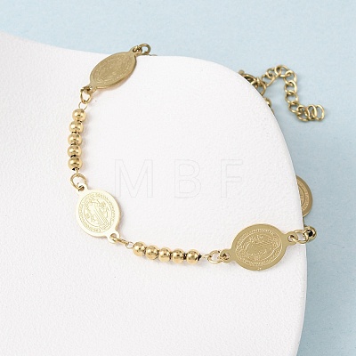 Religion 304 Stainless Steel Link Bracelets BJEW-F524-04A-G-1
