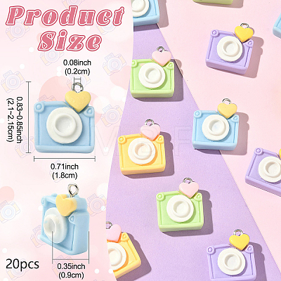 20Pcs 4 Colors Opaque Resin Pendants RESI-YW0005-42-1