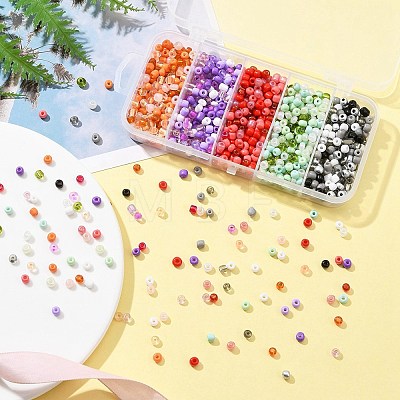 90G 5 Style Opaque & Transparent Inside Colours Glass Seed Beads SEED-FS0001-15B-1