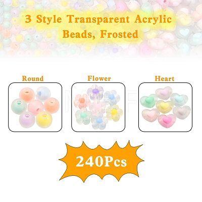 240Pcs 3 Style Transparent Acrylic Beads FACR-YW0001-04-1