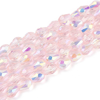 Transparent Electroplate Glass Beads Strands LS-EGLA-N023-6x8mm-A03-1