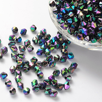 Bicone AB Color Plated Eco-Friendly Transparent Acrylic Beads TACR-A003-6mm-45-1