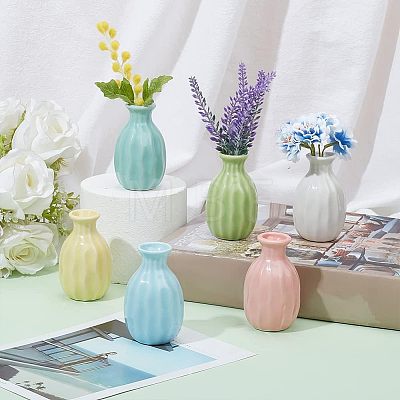  6Pcs 6 Colors Mini Ceramic Floral Vases for Home Decor BOTT-NB0001-04-1