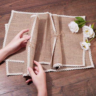 Braided Jute and Lace Non-Slip Insulation Pad AJEW-WH0066-01-1