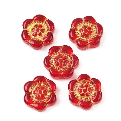 Baking Paint and Golden Metal Enlaced Glass Beads X-DGLA-T004-10F-1