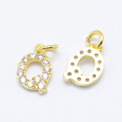 Brass Micro Pave Grade AAA Cubic Zirconia Charms ZIRC-P067-11G-Q-NR-1