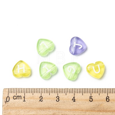 Transparent Acrylic Heart Horizontal Hole Letter Beads TACR-Q101-01-1