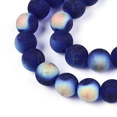 Frosted Transparent Glass Beads Strands GLAA-T032-T10mm-MBB15-1