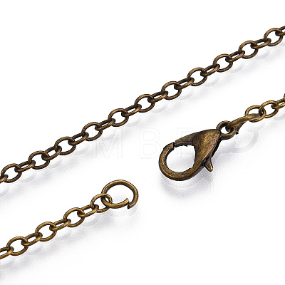 Brass Locket Pendant Necklaces NJEW-R250-02AB-1